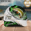 Maxcorners Fishing Green Lightning White Scale Water Splash Customized Name 3D Cap