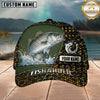 Maxcorners Fish Scale Pattern & Splash Water Panel Custom Name Fishing Cap