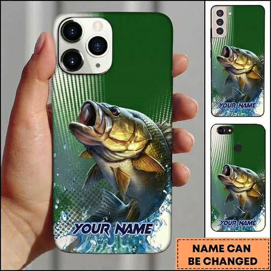 Maxcorners Fishing Phone Case Gradient Mesh Background Custom Name Phone Case