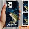 Maxcorners Deep Blue Swirl Compass Art Custom Name Fishing Phone Case