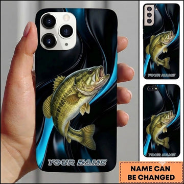 Maxcorners Sleek Dark Liquid Style Custom Name Fishing Phone Case