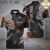 MaxCorners Darts Skull American Flag Pattern Customized Name, Team Name 3D Polo Shirt