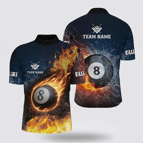 Maxcorners Billiard 8 Ball Fire And Water 3D Jerseys Shirt