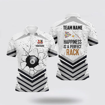 Maxcorners Happiness Is A Perfect Rack 8 Ball Billiard Sports Style Polo Shirts