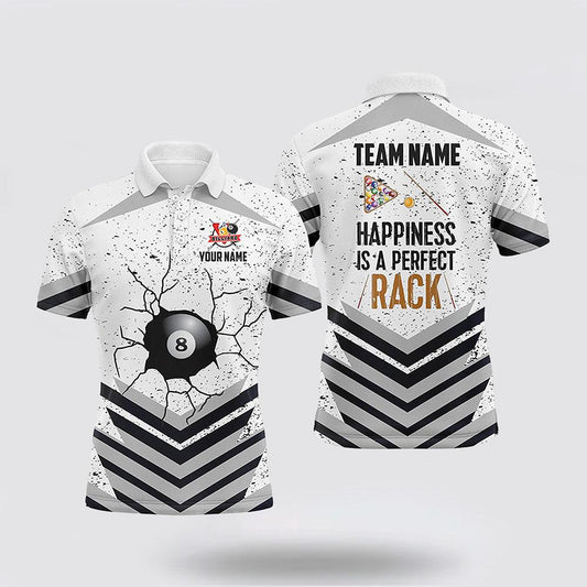 Maxcorners Happiness Is A Perfect Rack 8 Ball Billiard Sports Style Polo Shirts