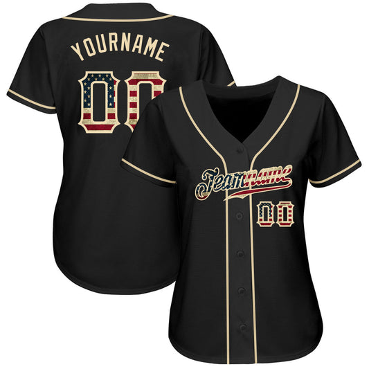 Maxcorners Custom Red Royal-Black 3D American Flag Fashion Premium Baseball Jerseys LM0210