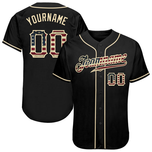 Maxcorners Custom Red Royal-Black 3D American Flag Fashion Premium Baseball Jerseys LM0210