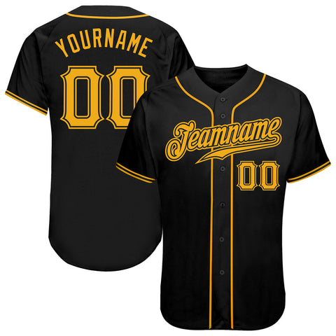 Custom Black Gold 3D Authentic Baseball Jersey