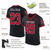 Maxcorners Custom Black Red-White Mesh Authentic Throwback Football Jersey LM2605