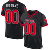 Maxcorners Custom Black Red-White Mesh Authentic Throwback Football Jersey LM2605