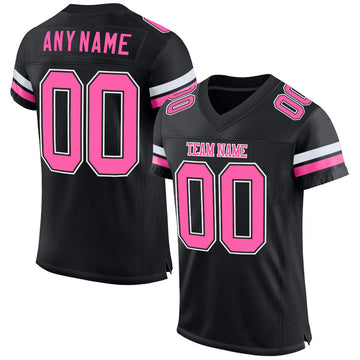 Maxcorners Custom Black Pink-White Mesh Authentic Football Jersey LM2605