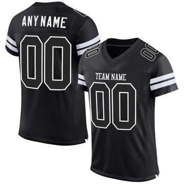 Maxcorners Custom Black Black-White Mesh Authentic Football Jersey LM2605
