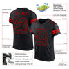 Maxcorners Custom Black Black-Red Mesh Authentic Football Jersey LM2605