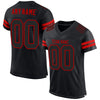 Maxcorners Custom Black Black-Red Mesh Authentic Football Jersey LM2605