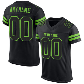 Maxcorners Custom Black Black-Neon Green Mesh Authentic Football Jersey LM2605