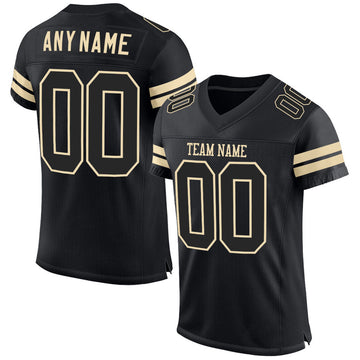 Maxcorners Custom Black Black-Cream Mesh Authentic Football Jersey LM2605