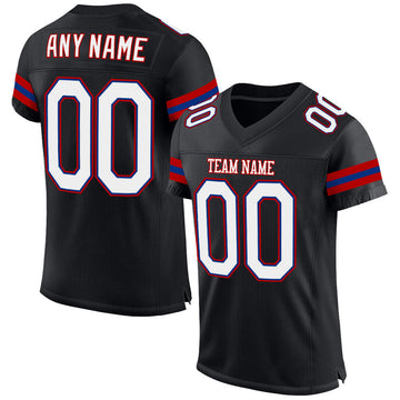 Maxcorners Custom Black White-Red Mesh Authentic Game Day Football Jersey LM2605