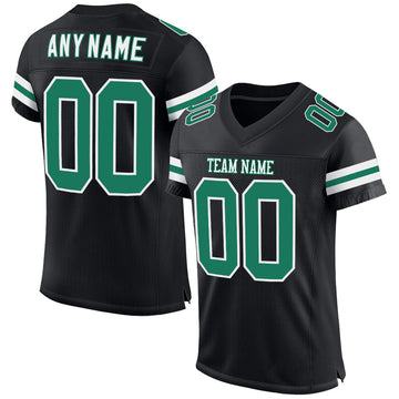 Maxcorners Custom Black Kelly Green-White Mesh Authentic Football Jersey LM2605