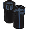 Maxcorners Custom Black Black-Light Blue Authentic Sleeveless Baseball Jersey LM2605