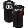 Maxcorners Custom Black White-Red Authentic Sleeveless Baseball Jersey LM2605