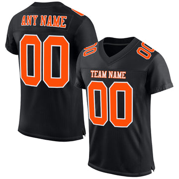 Maxcorners Custom Black Orange-White Mesh Authentic Football Jersey LM2605