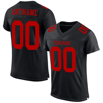 Maxcorners Custom Black Red Mesh Authentic Football Jersey LM2605