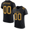 Maxcorners Custom Black Old Gold Mesh Authentic Football Jersey LM2605