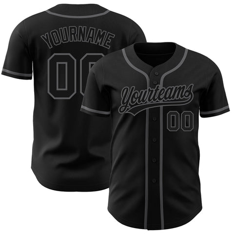 Custom Black Steel-Grey 3D Authentic Baseball Jersey
