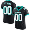 Maxcorners Custom Black White-Aqua Mesh Authentic Football Jersey LM2605