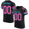Maxcorners Custom Black Pink-Sky Blue Mesh Authentic Football Jersey LM2605