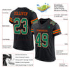 Maxcorners Custom Black Kelly Green-Orange Mesh Authentic Football Jersey LM2605