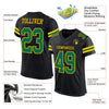 Maxcorners Custom Black Kelly Green-Yellow Mesh Authentic Football Jersey LM2605
