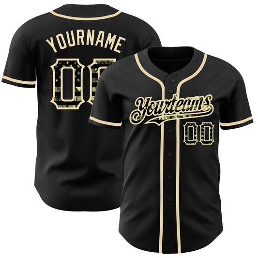 Maxcorners Custom Black Vintage Cuban Flag-City Cream Premium Baseball Jersey LM0210
