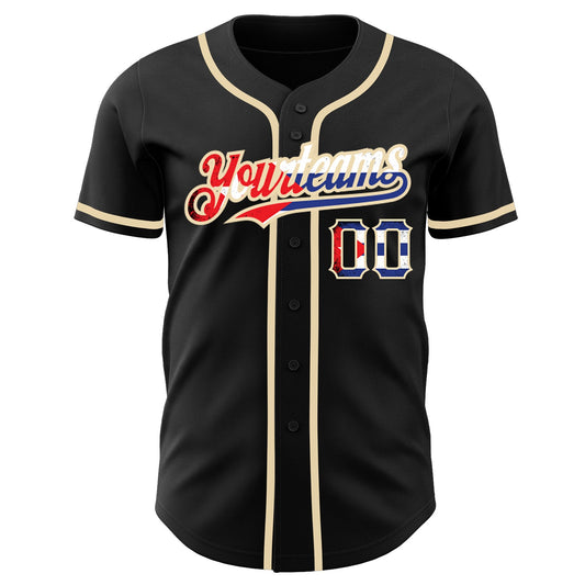 Maxcorners Custom Black Vintage Brazilian Flag-City Cream Premium Baseball Jersey LM0210