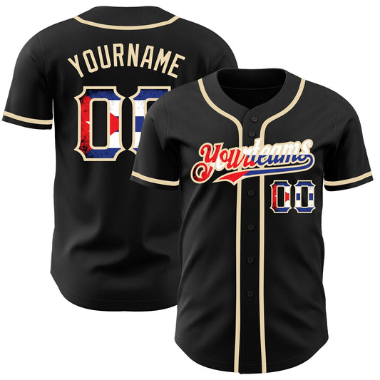 Maxcorners Custom Black Vintage Brazilian Flag-City Cream Premium Baseball Jersey LM0210