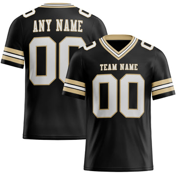 Maxcorners Custom Black White-Vegas Gold Authentic Football Jersey LM2605