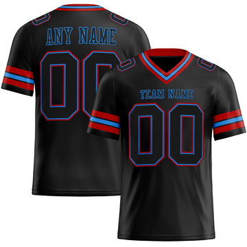 Maxcorners Custom Black Powder Blue-Red Authentic Football Jersey LM2605