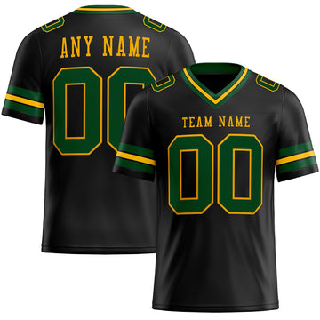Maxcorners Custom Black Green-Gold Authentic Football Jersey LM2605
