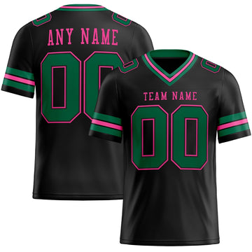 Maxcorners Custom Black Kelly Green-Pink Authentic Football Jersey LM2605