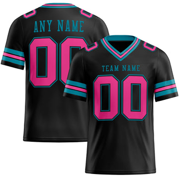 Maxcorners Custom Black Pink-Teal Authentic Football Jersey LM2605