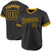 Maxcorners Custom Black Gold Authentic Throwback Baseball Jersey LM2605