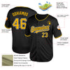 Maxcorners Custom Black Gold-White Mesh Authentic Throwback Baseball Jersey LM2605
