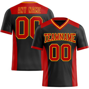 Maxcorners Custom Black Red-Yellow Authentic Football Jersey LM2605