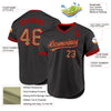 Maxcorners Custom Black Camo-Red Authentic Throwback Baseball Jersey LM2605