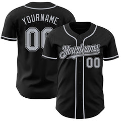 Maxcorners Custom Black Gray Authentic Baseball Jersey LM0609