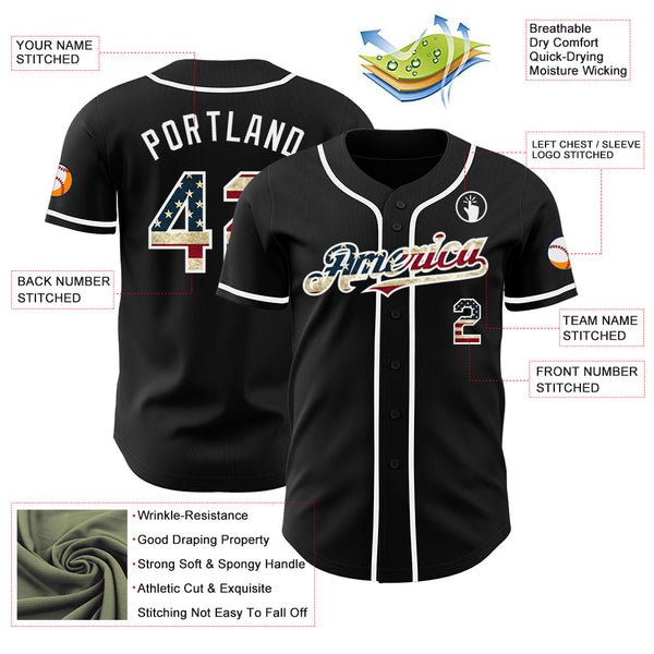 Maxcorners Custom Royal White-Red 3D Patriotic American Flag Premium Baseball Jersey LM0210