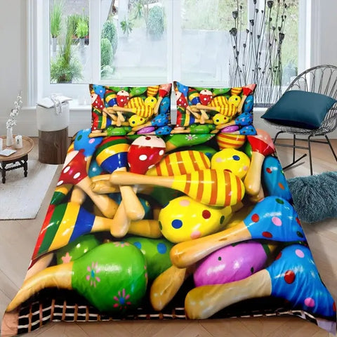 Maxcorners Bowling Ball And Pins 3D Bedding Set