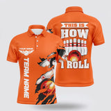 MaxCorners Bowling And Pins Darts Skull Crossed Pattern Customized Name, Team Name 3D Polo Shirt For Men
