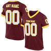 Maxcorners Custom Burgundy White-Gold Mesh Authentic Throwback Football Jersey LM2605