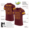 Maxcorners Custom Burgundy Burgundy-Gold Mesh Authentic Football Jersey LM2605